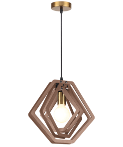 ACA DECOR κρεμαστό φωτιστικό πολύγονο σε καμηλό δέρμα , ZM391P34WLL