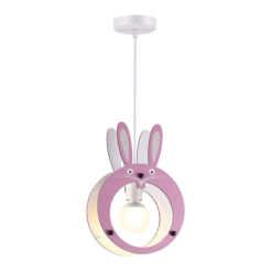 ACA DECOR  κρεμαστό παιδικό φωτιστικό ( λαγουδάκι ) 1xE27 σε ροζ χρώμα – ZM421P24