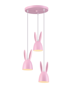 ACA DECOR   κρεμαστό φωτιστικό παιδικό 3Ex27 ( κουνελάκι ) σε ροζ χρώμα – ZM73P35P