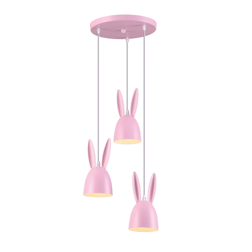 ACA DECOR   κρεμαστό φωτιστικό παιδικό 3Ex27 ( κουνελάκι ) σε ροζ χρώμα – ZM73P35P
