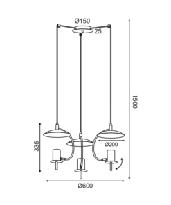 ΚΡΕΜΑΣΤΟ ΦΩΤΙΣΤΙΚΟ 3ΧGU10 ΜΑΥΡΟ ΜΕΤΑΛΛΙΚΟ D60XH150CM PARACHUTE ACA – ZM933P60B