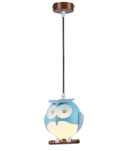 ACA DECOR – Κρεμαστό Φωτιστικό 1ΧΕ14 Μπλε Πλαστικό Κουκουβάγια 15Χ13,5ΧΗ80cm