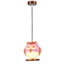 ACA DECOR – Κρεμαστό Φωτιστικό 1ΧΕ14 Ροζ Πλαστικό Κουκουβάγια 15Χ13,5ΧΗ80cm