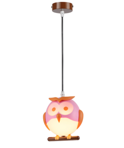 ACA DECOR – Κρεμαστό Φωτιστικό 1ΧΕ14 Ροζ Πλαστικό Κουκουβάγια 15Χ13,5ΧΗ80cm