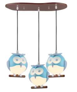 ACA DECOR – Κρεμαστό Φωτιστικό 3ΧΕ14 Μπλε Πλαστικό Κουκουβάγια 50Χ30ΧΗ100cm