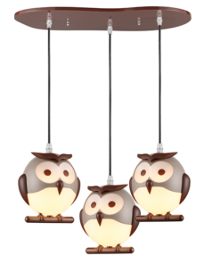 ACA DECOR – Κρεμαστό Φωτιστικό 3ΧΕ14 Καφέ Πλαστικό Κουκουβάγια 50Χ30ΧΗ100cm