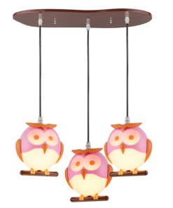 ACA DECOR – Κρεμαστό Φωτιστικό 3ΧΕ14 Ροζ Πλαστικό Κουκουβάγια ZN160203PP