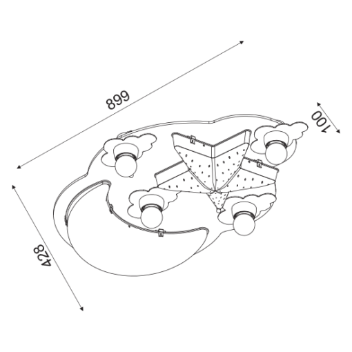 ACA DECOR   – Φωτιστικό Οροφής 4ΧΕ27 + 2ΧΕ14 Μπλε Πλαστικό + Mdf Ουρανός 67Χ43Χ11cm