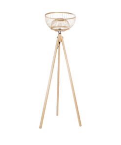 GloboStar® POPPY 01986 Boho Επιδαπέδιο Φωτιστικό Μονόφωτο 1 x E27 IP20 Μπεζ Ξύλο – Μ58 x Π58 x Υ141cm