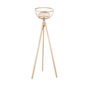 GloboStar® POPPY 01986 Boho Επιδαπέδιο Φωτιστικό Μονόφωτο 1 x E27 IP20 Μπεζ Ξύλο – Μ58 x Π58 x Υ141cm