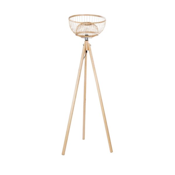 GloboStar® POPPY 01986 Boho Επιδαπέδιο Φωτιστικό Μονόφωτο 1 x E27 IP20 Μπεζ Ξύλο – Μ58 x Π58 x Υ141cm