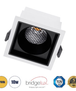 GloboStar® PLUTO-M 60271 Χωνευτό LED Spot Downlight TrimLess Μ8.4xΠ8.4cm 10W 1250lm 38° AC 220-240V IP20 Μ8.4 x Π8.4 x Υ5.9cm – Τετράγωνο – Λευκό με Μαύρο Κάτοπτρο & Anti-Glare HoneyComb – Θερμό Λευκό 2700K – Bridgelux COB – 5 Years Warranty
