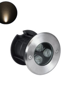 GloboStar® UNDERGROUND-FANI S-90979 Χωνευτό Φωτιστικό Σποτ Δαπέδου LED 12W 1080lm 60° DC 24V Αδιάβροχο IP68 Φ10 x Υ7.5cm Θερμό Λευκό 2700K – Ανοξείδωτο Ατσάλι
