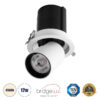 GloboStar® VIRGO-M 60306 Χωνευτό LED Spot Downlight TrimLess Φ11cm 12W 1560lm 36° AC 220-240V IP20 Φ11cm x Υ11.5cm – Στρόγγυλο – Λευκό με Μαύρο Κάτοπτρο – Φυσικό Λευκό 4500K – Bridgelux COB – 5 Years Warranty