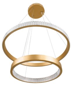 GloboStar® DIAMOND DUO 61151-DECO Κρεμαστό Φωτιστικό Δαχτυλίδι-Κύκλος LED CCT 75W 8743lm 360° AC 220-240V – Εναλλαγή Φωτισμού μέσω Τηλεχειριστηρίου All In One Ψυχρό 6000k+Φυσικό 4500k+Θερμό 2700k Dimmable Φ40+60cm – Χρυσό Βούρτσας – 3 Years Warranty