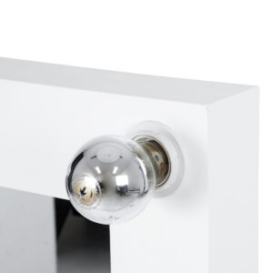 GloboStar® MAKEUP MIRROR-160×80-4 Μοντέρνος Καθρέπτης Μακιγιάζ με Πλαίσιο Φυσικού Ξύλου με Διακόπτη On/Off 20 x E27 AC220-240V – Μ80 x Π7 x Υ160cm – Λευκή Λάκα