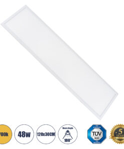 GloboStar® 60214 Χωνευτό LED Panel Milky Super Slim 120x30cm 48W 4320lm 120° CRI≥80Ra UGR<19 AC 220-240V IP20 Μ120 x Π30 x Υ1.5cm - Θερμό Λευκό 2700K - TÜV Certified Driver - 5 Years Warranty