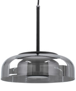 GloboStar® CHARLOTTE 00743 Μοντέρνο Κρεμαστό Φωτιστικό Οροφής Μονόφωτο Φιμέ Γυάλινο Μαύρο Μεταλλικό CREE LED 5W 500lm 180° AC 85-265V Θερμό Λευκό 2700K Φ23 x Υ23cm