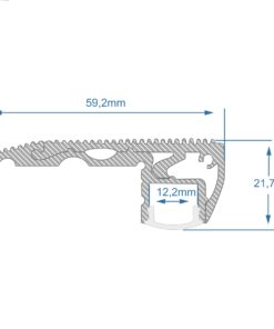 GloboStar® 70841-1M Προφίλ Αλουμινίου για Σκαλοπάτια Μαύρο με Λευκό Οπάλ Κάλυμμα για 1 Σειρά Ταινίας LED Πατητό – Press On 1 Μέτρο