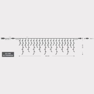 ΒΡΟΧΗ, 100 LED 3mm, 31V ΜΕΤΑΣΧΗΜΑΤΙΣΤΗ, 4 ΕΠΕΚΤΑΣΕΙΣ ΩΣ 3 ΣΕΤ,  ΔΙΑΦΑΝΟ PVC ΚΑΛΩΔΙΟ, ΘΕΡΜΟ ΛΕΥΚΟ LED, (180x60cm 3/7/4/6), ΠΡΟΕΚΤΑΣΗ ΠΑΡΟΧΗΣ 3m, ΙΡ44 EUROLAMP – 600-06471