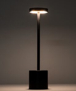 GloboStar® JOJO 76520 Μοντέρνο Επιτραπέζιο Φωτιστικό Πορτατίφ LED 1.5W 105lm 120° DC 5V Επαναφορτιζόμενο με Μπαταρία Li-ion 1800mAh – Διακόπτη Αφής με 3 Εναλλαγές Φωτισμού CCT Θερμό – Φυσικό – Ψυχρό 1500K – 4500K – 6000K Dimmable – D8 x H34cm – Μαύρο