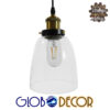 GloboStar® WICKHAM 01168 Vintage Κρεμαστό Φωτιστικό Οροφής Μονόφωτο 1 x E27 Γυάλινο Καμπάνα Φ14 x Y23cm
