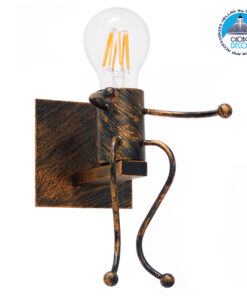 GloboStar® LITTLE 01592 Μοντέρνο Φωτιστικό Τοίχου Απλίκα Μονόφωτο Καφέ Σκουριά Μεταλλικό Μ12 x Π19 x Υ17cm