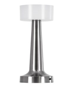 GloboStar® NANNA 76473 Μοντέρνο Επιτραπέζιο Φωτιστικό Πορτατίφ LED 1.5W 105lm 120° DC 5V Επαναφορτιζόμενο με Μπαταρία Li-ion 1800mAh – Διακόπτη Αφής με 3 Εναλλαγές Φωτισμού CCT Θερμό – Φυσικό – Ψυχρό 1500K – 4500K – 6000K Dimmable – D9 x 21cm – Ασημί