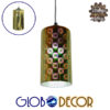 GloboStar® URANUS 01352 Μοντέρνο Κρεμαστό Φωτιστικό Οροφής Μονόφωτο 1 x E27 Γυάλινο Νίκελ Χρυσό 3D Φ12 x Υ22cm