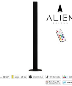 GloboStar® ALIEN-DIVA-BLACK-50-11 ALIEN Design DIVA Μοντέρνο Minimal Nordic Μεταλλικό Φωτιστικό Επιτραπέζιο – Πορτατίφ – Λαμπατέρ Μαύρο LED 10W 1500lm με Ασύρματο Χειριστήριο RF & Dimmer IP20 Πολύχρωμο RGBW Ψηφιακή με Τρεχούμενα Εφέ Μ3 x Π1.6 x Υ50cm