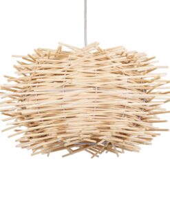 GloboStar® MINORCA 01730 Μοντέρνο Κρεμαστό Φωτιστικό Οροφής Μονόφωτο 1 x E27 Μπεζ Μπαμπού Καμπάνα Φ35 x Υ23cm