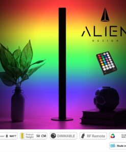 GloboStar® ALIEN-DIVA-BLACK-50-8 ALIEN Design DIVA Μοντέρνο Minimal Nordic Μεταλλικό Φωτιστικό Επιτραπέζιο – Πορτατίφ – Λαμπατέρ Μαύρο LED 8W 800lm με Ασύρματο Χειριστήριο RF & Dimmer IP20 Πολύχρωμο RGB Μ3 x Π1.6 x Υ50cm