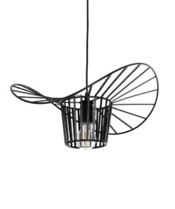 GloboStar® LUMINOVA 61462 Μοντέρνο Κρεμαστό Φωτιστικό Πλέγμα Μονόφωτο 1 x E27 IP20 Μαύρο Σχοινί με Μαύρο Σύρμα – Μ42 x Π42 x Υ20.5cm