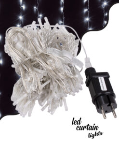 85804 Διακοσμητική Κουρτίνα 3 x 3 Μέτρα με Controller 8 Προγραμμάτων Φωτισμού – Επεκτεινόμενη 300 LED 6W AC 230V με Διάφανο Καλώδιο & Πρίζα Schuko Αδιάβροχη IP44 Ψυχρό Λευκό 6000K Μ3 x Υ3m