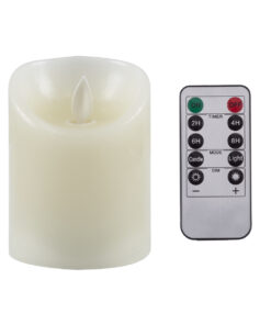GloboStar® CANDLE 76491 Διακοσμητικό Realistic Κερί με LED Εφέ Κινούμενης Φλόγας – Μπαταρίας 2 x AA (Δεν Συμπεριλαμβάνονται) & Ασύρματο Χειριστήριο IR Θερμό Λευκό 2700K Dimmable Λευκό Φ16 x Υ18cm
