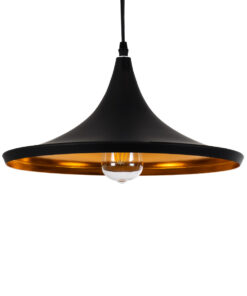 GloboStar® SHANGHAI BLACK 01025-B Μοντέρνο Κρεμαστό Φωτιστικό Οροφής Μονόφωτο 1 x E27 Μαύρο Μεταλλικό Καμπάνα Φ37 x Υ20cm