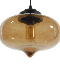 GloboStar® QUINN 01029 Vintage Κρεμαστό Φωτιστικό Οροφής Μονόφωτο 1 x E27 Γυάλινο Φιμέ Καφέ Φ26 x Y20cm