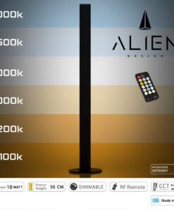 GloboStar® ALIEN-DIVA-BLACK-50-10 ALIEN Design DIVA Μοντέρνο Minimal Nordic Μεταλλικό Φωτιστικό Επιτραπέζιο – Πορτατίφ – Λαμπατέρ Μαύρο LED 10W 1500lm με Ασύρματο Χειριστήριο RF & Dimmer IP20 CCT Θερμό 2700 K έως Ψυχρό 6000K Μ3 x Π1.6 x Υ50cm