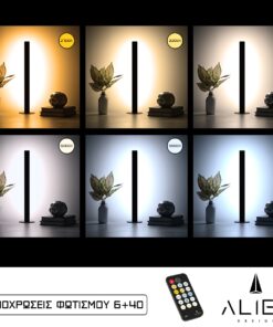 GloboStar® ALIEN-DIVA-BLACK-50-10 ALIEN Design DIVA Μοντέρνο Minimal Nordic Μεταλλικό Φωτιστικό Επιτραπέζιο – Πορτατίφ – Λαμπατέρ Μαύρο LED 10W 1500lm με Ασύρματο Χειριστήριο RF & Dimmer IP20 CCT Θερμό 2700 K έως Ψυχρό 6000K Μ3 x Π1.6 x Υ50cm