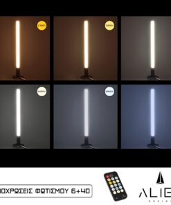 GloboStar® ALIEN-DIVA-BLACK-50-10 ALIEN Design DIVA Μοντέρνο Minimal Nordic Μεταλλικό Φωτιστικό Επιτραπέζιο – Πορτατίφ – Λαμπατέρ Μαύρο LED 10W 1500lm με Ασύρματο Χειριστήριο RF & Dimmer IP20 CCT Θερμό 2700 K έως Ψυχρό 6000K Μ3 x Π1.6 x Υ50cm