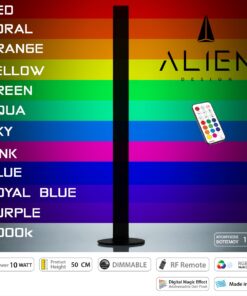 GloboStar® ALIEN-DIVA-BLACK-50-11 ALIEN Design DIVA Μοντέρνο Minimal Nordic Μεταλλικό Φωτιστικό Επιτραπέζιο – Πορτατίφ – Λαμπατέρ Μαύρο LED 10W 1500lm με Ασύρματο Χειριστήριο RF & Dimmer IP20 Πολύχρωμο RGBW Ψηφιακή με Τρεχούμενα Εφέ Μ3 x Π1.6 x Υ50cm