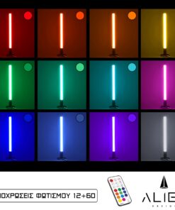 GloboStar® ALIEN-DIVA-BLACK-50-11 ALIEN Design DIVA Μοντέρνο Minimal Nordic Μεταλλικό Φωτιστικό Επιτραπέζιο – Πορτατίφ – Λαμπατέρ Μαύρο LED 10W 1500lm με Ασύρματο Χειριστήριο RF & Dimmer IP20 Πολύχρωμο RGBW Ψηφιακή με Τρεχούμενα Εφέ Μ3 x Π1.6 x Υ50cm