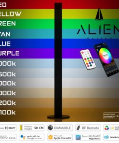 GloboStar® ALIEN-DIVA-BLACK-50-12 ALIEN Design DIVA Μοντέρνο Minimal Nordic Μεταλλικό Φωτιστικό Επιτραπέζιο – Πορτατίφ – Λαμπατέρ Μαύρο LED 10W 1500lm με Ασύρματο Χειριστήριο RF & Dimmer IP20 Πολύχρωμο RGBW + WW Smart Home Wi-Fi Μ3 x Π1.6 x Υ50cm