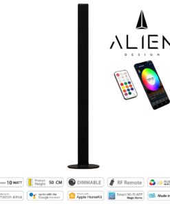 GloboStar® ALIEN-DIVA-BLACK-50-12 ALIEN Design DIVA Μοντέρνο Minimal Nordic Μεταλλικό Φωτιστικό Επιτραπέζιο – Πορτατίφ – Λαμπατέρ Μαύρο LED 10W 1500lm με Ασύρματο Χειριστήριο RF & Dimmer IP20 Πολύχρωμο RGBW + WW Smart Home Wi-Fi Μ3 x Π1.6 x Υ50cm