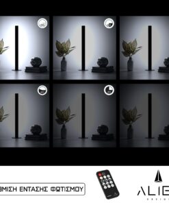 GloboStar® ALIEN-DIVA-BLACK-50-1 ALIEN Design DIVA Μοντέρνο Minimal Nordic Μεταλλικό Φωτιστικό Επιτραπέζιο – Πορτατίφ – Λαμπατέρ Μαύρο LED 8W 1120lm με Ασύρματο Χειριστήριο RF & Dimmer IP20 Ψυχρό Λευκό 6000K Μ3 x Π1.6 x Υ50cm