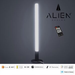 GloboStar® ALIEN-DIVA-BLACK-50-1 ALIEN Design DIVA Μοντέρνο Minimal Nordic Μεταλλικό Φωτιστικό Επιτραπέζιο – Πορτατίφ – Λαμπατέρ Μαύρο LED 8W 1120lm με Ασύρματο Χειριστήριο RF & Dimmer IP20 Ψυχρό Λευκό 6000K Μ3 x Π1.6 x Υ50cm