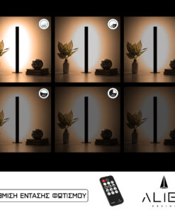 GloboStar® ALIEN-DIVA-BLACK-50-3 ALIEN Design DIVA Μοντέρνο Minimal Nordic Μεταλλικό Φωτιστικό Επιτραπέζιο – Πορτατίφ – Λαμπατέρ Μαύρο LED 8W 960lm με Ασύρματο Χειριστήριο RF & Dimmer IP20 Θερμό Λευκό 3000K Μ3 x Π1.6 x Υ50cm