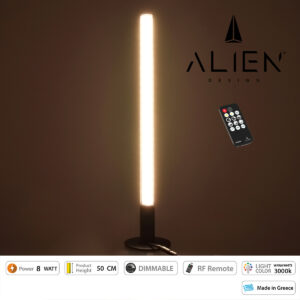 GloboStar® ALIEN-DIVA-BLACK-50-3 ALIEN Design DIVA Μοντέρνο Minimal Nordic Μεταλλικό Φωτιστικό Επιτραπέζιο – Πορτατίφ – Λαμπατέρ Μαύρο LED 8W 960lm με Ασύρματο Χειριστήριο RF & Dimmer IP20 Θερμό Λευκό 3000K Μ3 x Π1.6 x Υ50cm