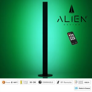 GloboStar® ALIEN-DIVA-BLACK-50-5 ALIEN Design DIVA Μοντέρνο Minimal Nordic Μεταλλικό Φωτιστικό Επιτραπέζιο – Πορτατίφ – Λαμπατέρ Μαύρο LED 8W 800lm με Ασύρματο Χειριστήριο RF & Dimmer IP20 Πράσινο Μ3 x Π1.6 x Υ50cm