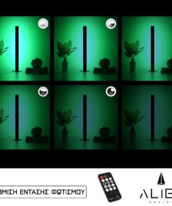 GloboStar® ALIEN-DIVA-BLACK-50-5 ALIEN Design DIVA Μοντέρνο Minimal Nordic Μεταλλικό Φωτιστικό Επιτραπέζιο – Πορτατίφ – Λαμπατέρ Μαύρο LED 8W 800lm με Ασύρματο Χειριστήριο RF & Dimmer IP20 Πράσινο Μ3 x Π1.6 x Υ50cm